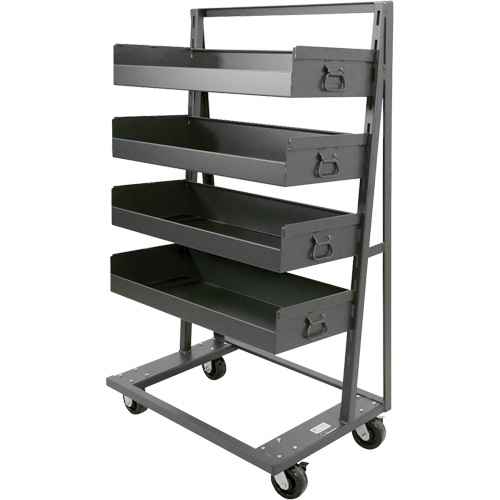 [MQ132] Chariot à cadre en A robuste à un côté avec 4 grands plateaux à rebord (MQ132)