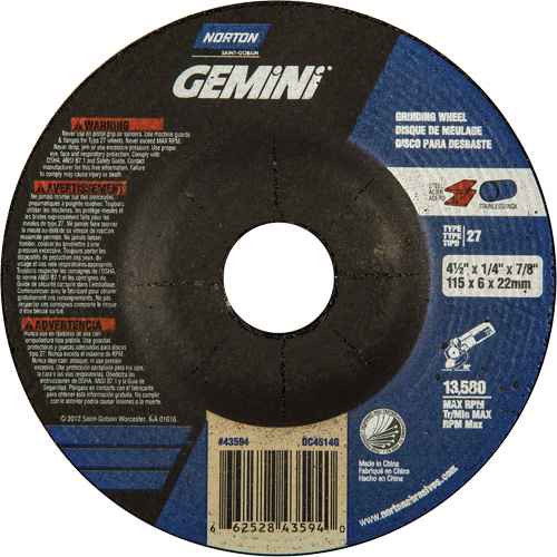 Gemini® Depressed Centre Grinding Wheels (NS114)