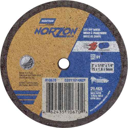 Portable Small Diameter Reinforced Cut-Off Wheels - Norzon Plus (NS140)