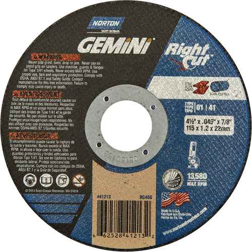 [NY665] Meule à tronçonner pour coupe à angle droit RightCut Gemini (NY665)