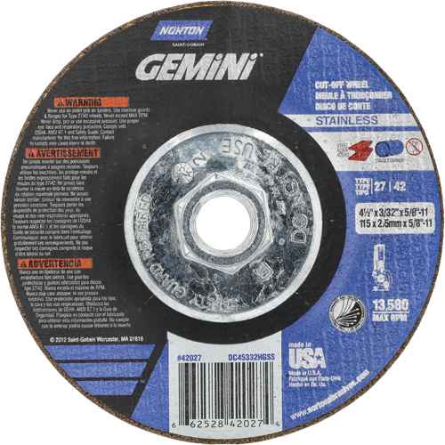 [NY669] Meule à tronçonner pour coupe à angle droit INOX/SS Gemini (NY669)