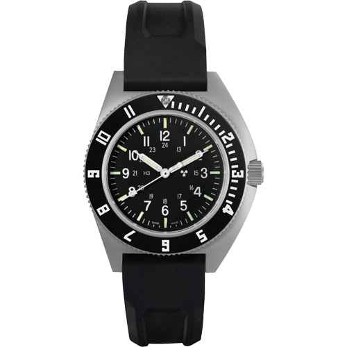 [OR481] Montre Steel Navigator sur ensemble bracelet en caoutchouc noir de trois morceaux (OR481)