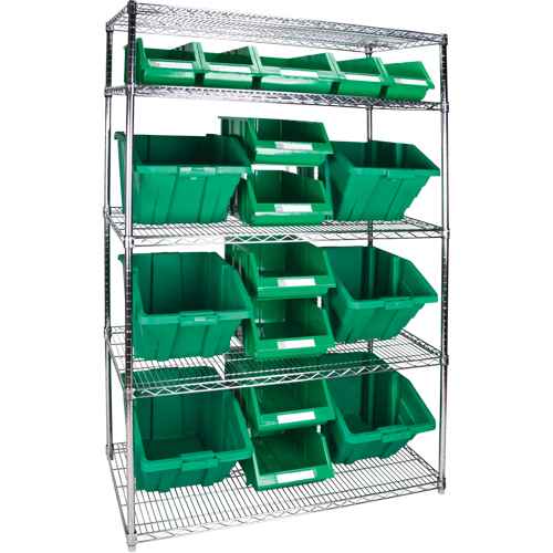 [RL837] Heavy-Duty Wire Shelving Unit with Storage Bins (RL837)