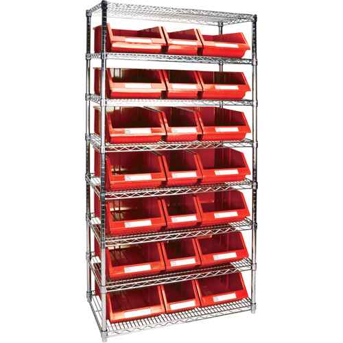 [RL842] Heavy-Duty Wire Shelving Unit with Storage Bins (RL842)
