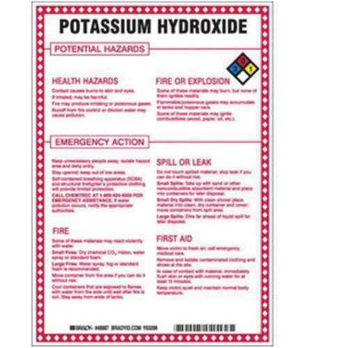"Potassium Hydroxide Potential Hazards" Sign (SAD091)