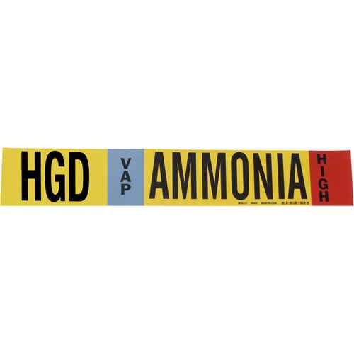 [SAF541] "HGD Vap Ammonia High" Ammonia (IIAR) Pipe Marker (SAF541)