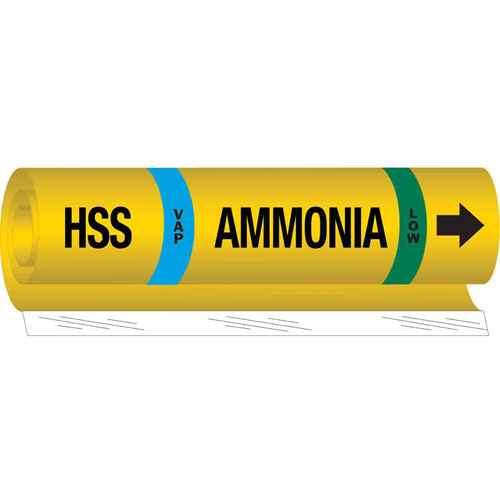[SAF544] "HSS Vap Ammonia Low" Ammonia (IIAR) Pipe Marker (SAF544)
