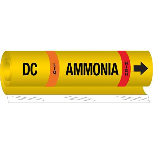 [SAF558] "DC Liq Ammonia High" Ammonia (IIAR) Pipe Marker (SAF558)