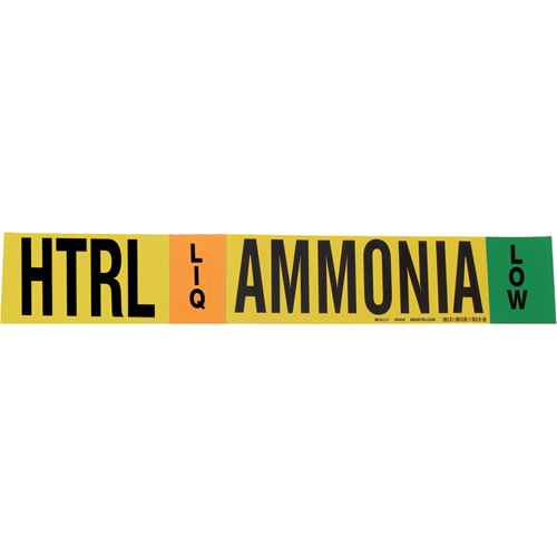 [SAF603] "HTRL Liq Ammonia Low" Ammonia (IIAR) Pipe Marker (SAF603)