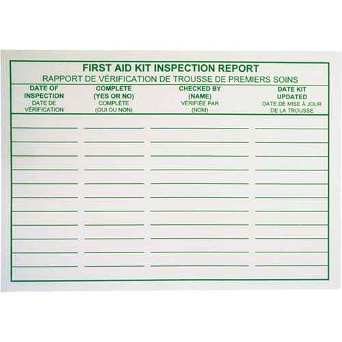 First Aid Kit Inspection Report Cards (SAY532)