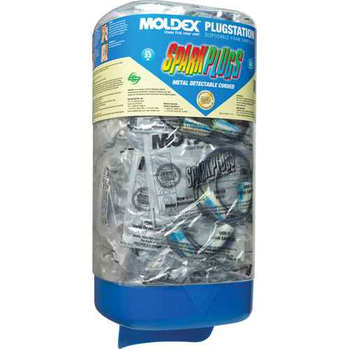 PlugStation® with Metal Detectable Corded SparkPlugs® Earplugs (SDL452)