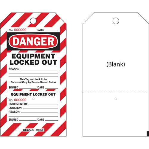 [SEF155] Étiquettes perforées de cadenassage «Danger Equipment Locked Out» en deux parties (SEF155)