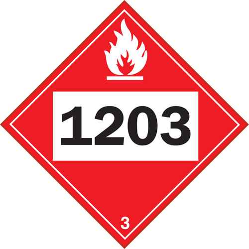 Plaque-étiquette TMD 1203 pour liquide inflammable essence & essence-alcohol (SGC333)