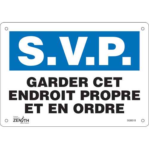 [SGM518] Enseigne «Garder cet Endroit Propre» (SGM518)