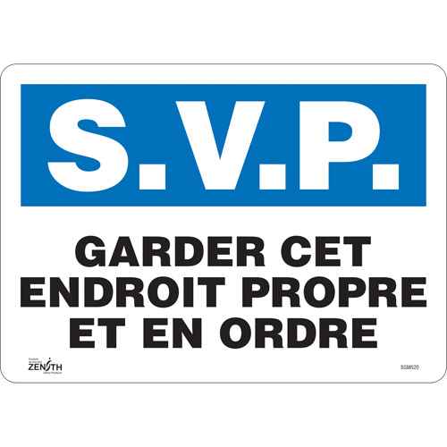 [SGM520] Enseigne «Garder cet Endroit Propre» (SGM520)
