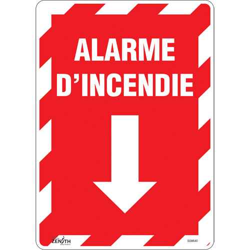 Enseigne avec flèche «Alarme D'Incendie» (SGM640)