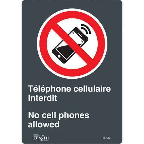 [SGP392] Enseigne «Téléphone cellulaire interdit /No Cell Phones» (SGP392)
