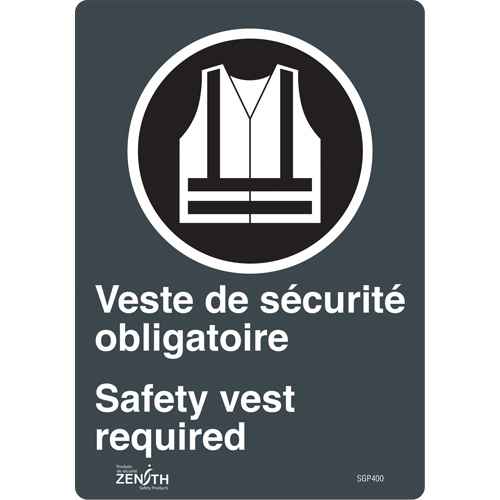 [SGP400] Enseigne «Port du dossard obligatoire/Safety Vest Required» (SGP400)