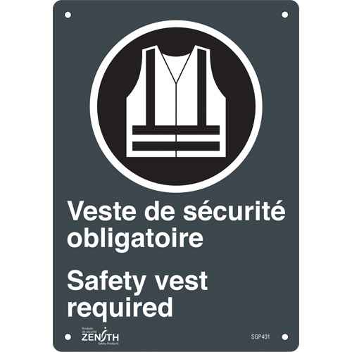 [SGP401] Enseigne «Port du dossard obligatoire/Safety Vest Required» (SGP401)