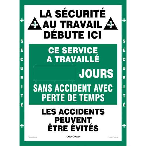 [SGQ944] Panneau électronique Digi-Day(MC) 3 « Jours sans accident » (SGQ944)