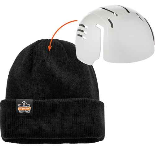 [SGR205] N-Ferno® Zippered Rib Knit Beanie Hat with Bump Cap Insert (SGR205)