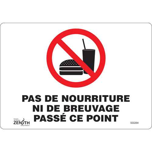 [SGS304] Enseigne "Pas De Nourriture Ni De Breuvage Passé Ce Point" (SGS304)