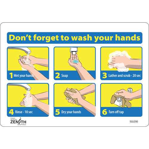 [SGU290] Enseigne avec pictogramme "Don't Forget to Wash Your Hands" (SGU290)