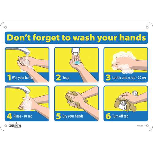 [SGU297] Enseigne avec pictogramme "Don't Forget to Wash Your Hands" (SGU297)