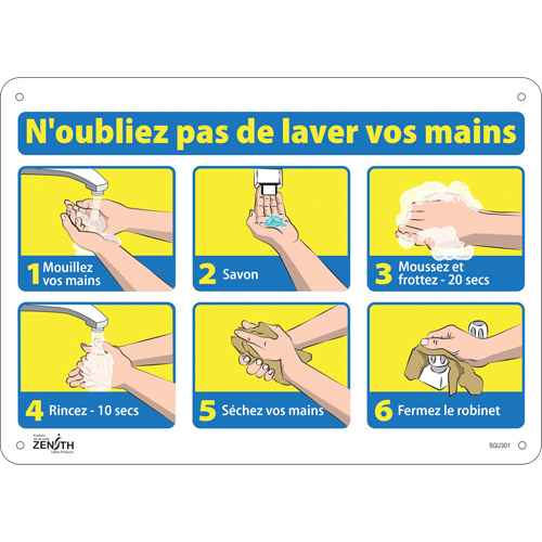 [SGU301] "N'oubliez pas de laver vos mains" Sign (SGU301)
