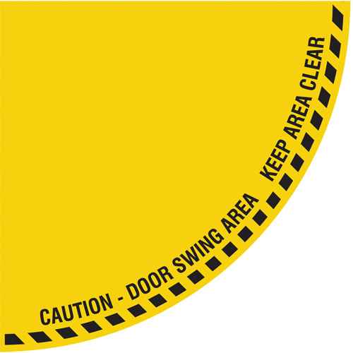 [SGY043] "Caution" Quarter Circle Swing Door Floor Sign (SGY043)