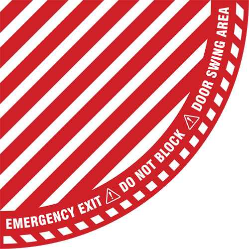 [SGY044] "Emergency Exit" Quarter Circle Swing Door Floor Sign (SGY044)