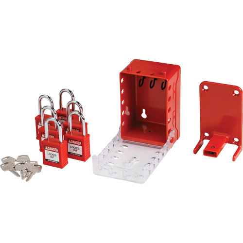 [SHB340] Ultra Compact Group Lockout Box with Nylon Safety Lockout Padlocks (SHB340)