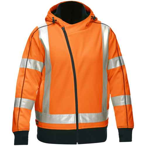 [SHK454] Coton ouaté doublé de sherpa avec capuchon à fermeture éclair complète et X au dos Bisley(MD) pour femmes (SHK454)