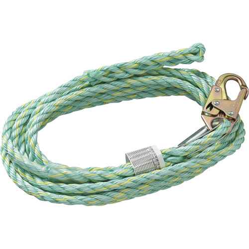 [SHK887] VL-1125-25 Vertical Lifeline Rope with Anchor End Snap Hook & Trailing End Back Splice (SHK887)