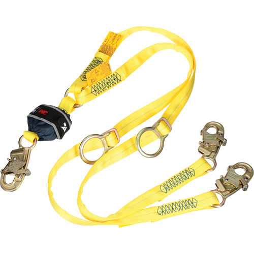 Longe rattachable d'ancrage double à amortisseur de choc en sangle (SHL007)