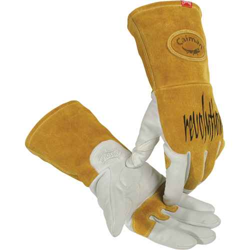[SHM536] Gants de soudeur TIG/MIG de première qualité avec dos en cuir de vache refendue isolées et ignifugés Caiman(MD) (SHM536)