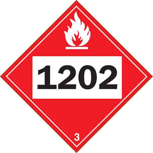 [SS825] Plaque-étiquette TMD 1202 pour liquide inflammable huile combustible (SS825)