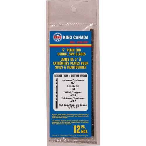 [TEX215] 12-Piece Reverse Tooth Scroll Saw Blades (TEX215)