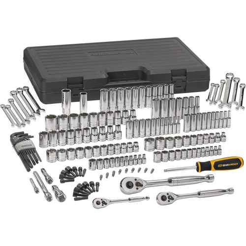 1/4", 3/8" & 1/2" Drive 6 Point Standard & Deep SAE/Metric Mechanics Tool Set (TOB587)