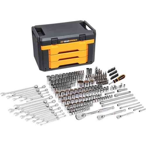 [UAX890] Jeu d'outils pour mécanicien à 12 pans dans boîte de rangement à trois tiroirs (UAX890)