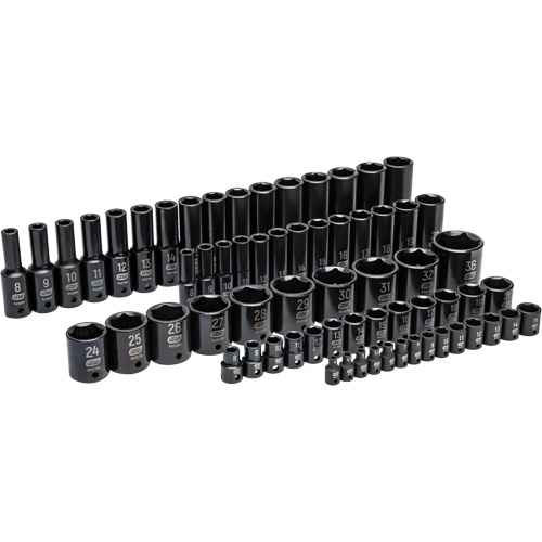 [UAY058] Jeu de douilles à chocs métrique à 6 pans dans un plateau de rangement en mousse (UAY058)